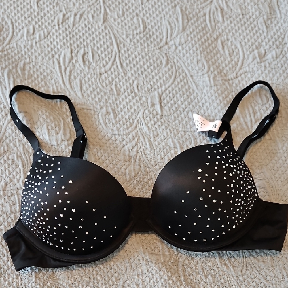 Sparkle Crystal Shine Strap Bombshell Push-Up Bra